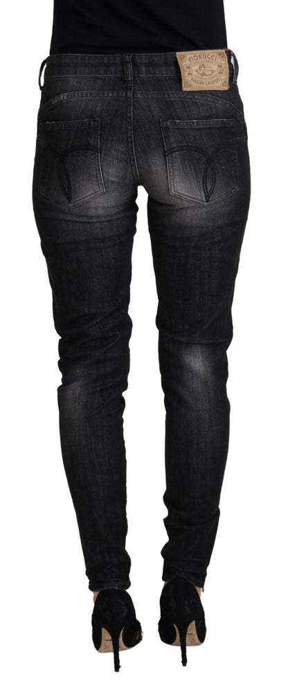Jeans casual skinny a vita bassa in cotone nero Fiorucci da donna