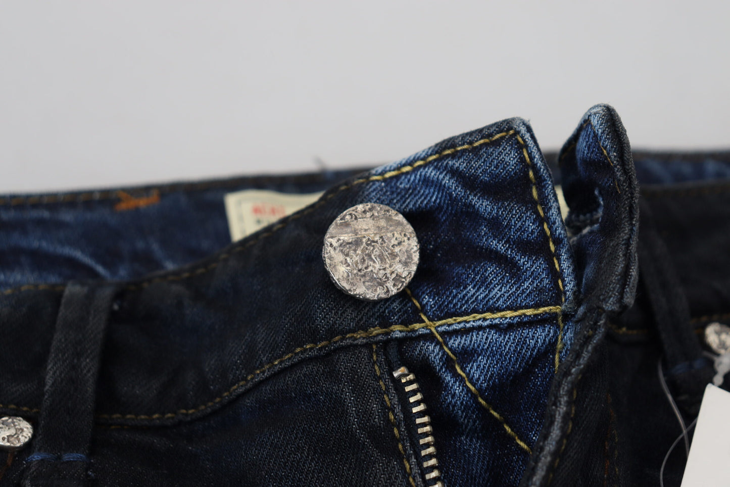 Jeans casual da donna slim fit a vita bassa in cotone blu Acht