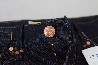 Jeans casual da donna slim fit a vita bassa in cotone blu Acht
