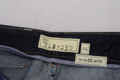 Jeans casual da donna slim fit a vita bassa in cotone blu Acht