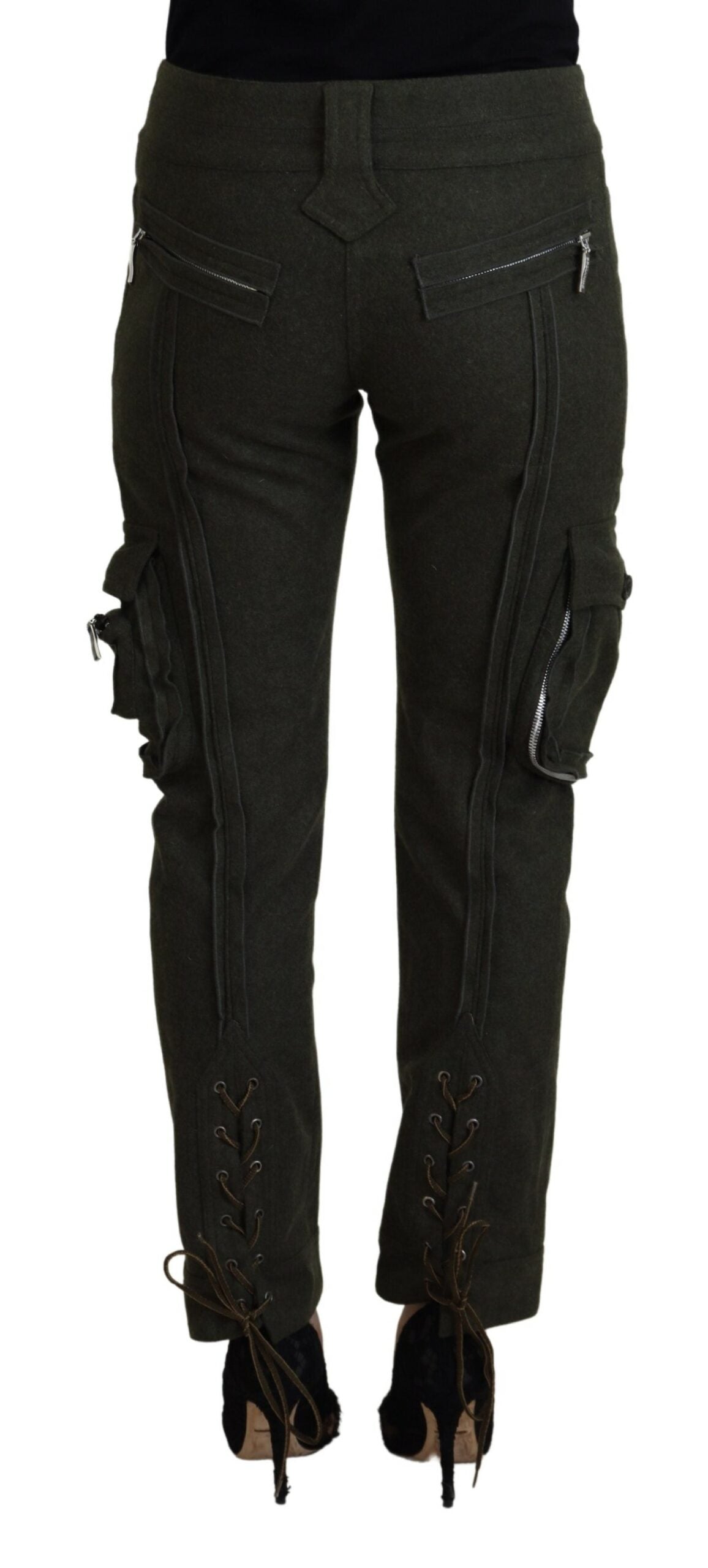 Pantaloni da donna affusolati con lacci verdi Ermanno Scervino