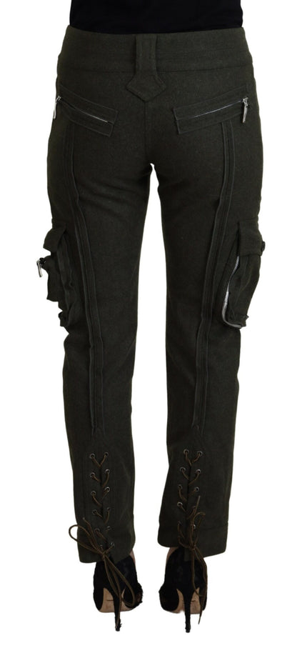 Pantaloni da donna affusolati con lacci verdi Ermanno Scervino