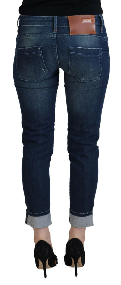 Jeans casual da donna in denim slim fit in cotone blu Acht