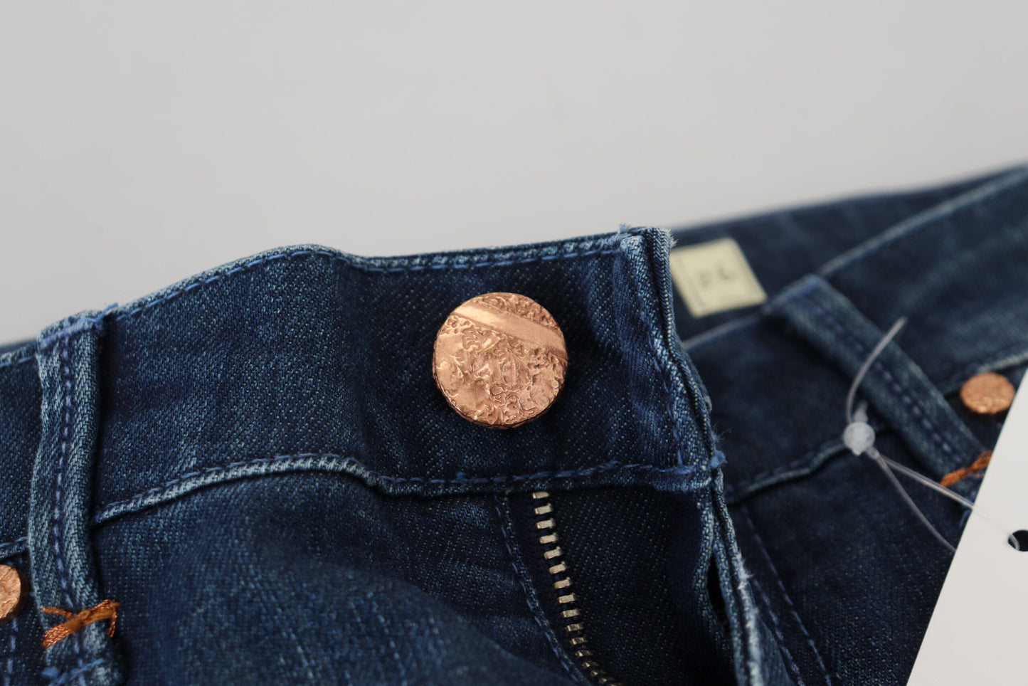 Jeans casual da donna in denim slim fit in cotone blu Acht
