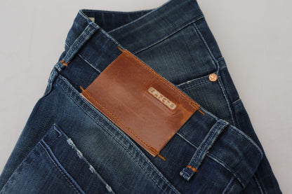 Jeans casual da donna in denim slim fit in cotone blu Acht