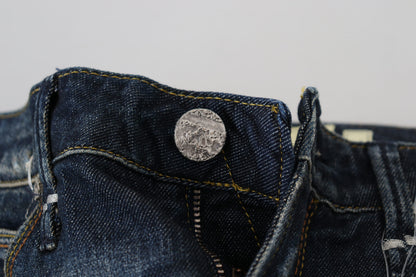 Jeans casual da donna in denim slim fit in cotone blu Acht