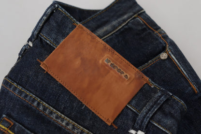 Jeans casual da donna in denim slim fit in cotone blu Acht