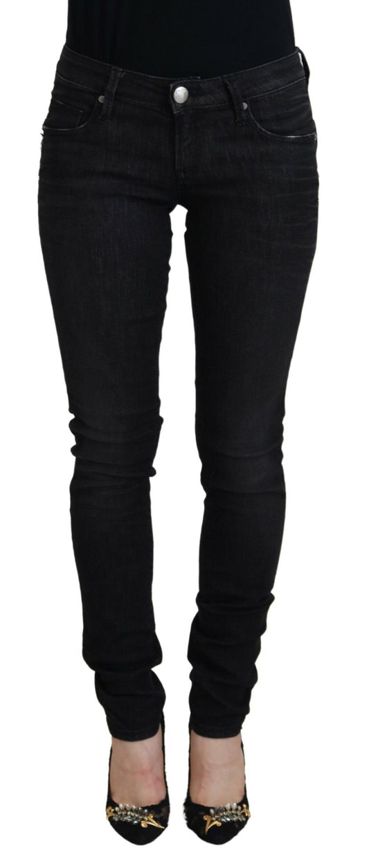 Jeans casual da donna in denim slim fit in cotone nero Acht