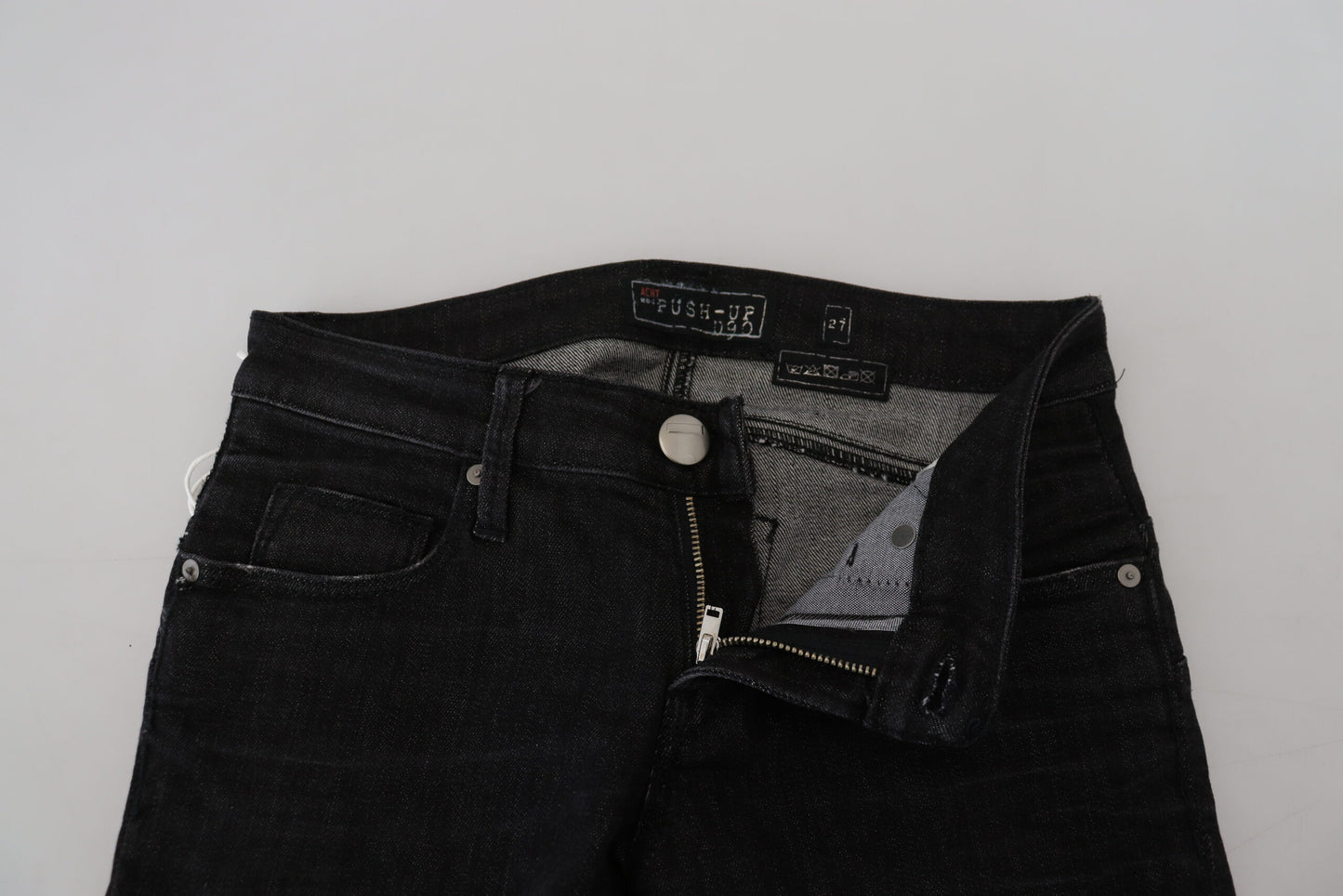 Jeans casual da donna in denim slim fit in cotone nero Acht