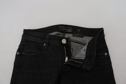 Jeans casual da donna in denim slim fit in cotone nero Acht