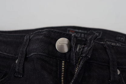 Jeans casual da donna in denim slim fit in cotone nero Acht