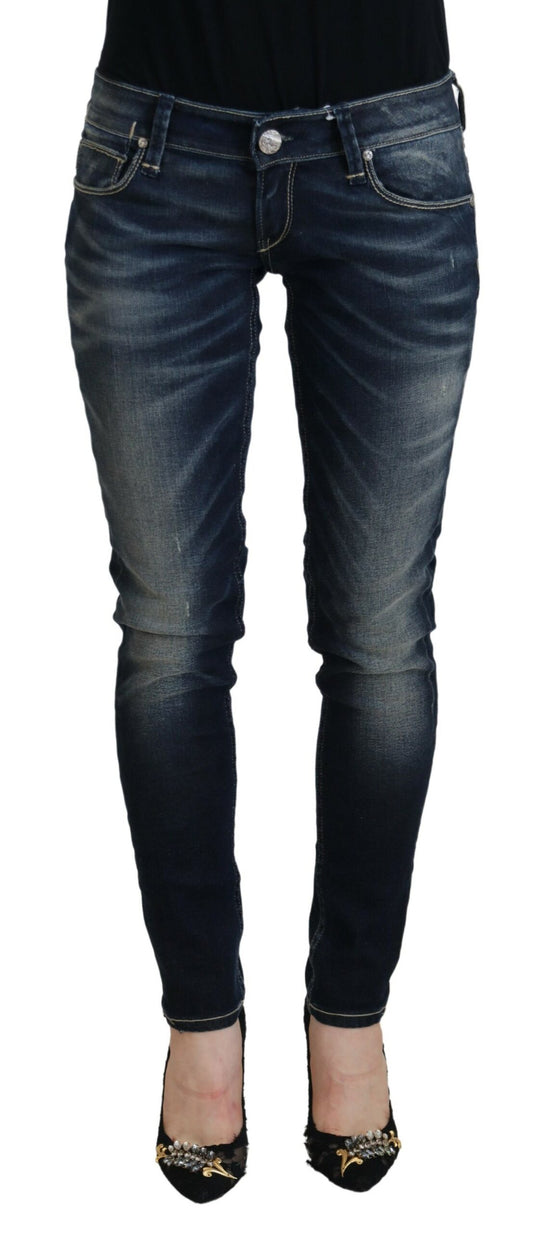 Jeans da donna slim fit in cotone lavato blu Acht