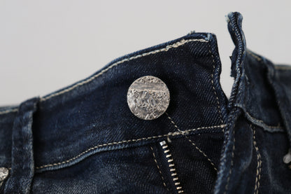 Jeans da donna slim fit in cotone lavato blu Acht
