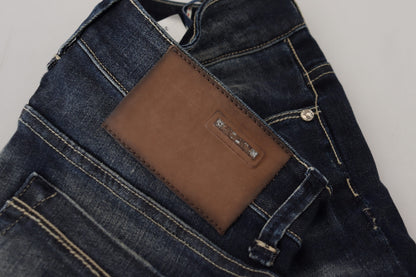 Jeans da donna slim fit in cotone lavato blu Acht