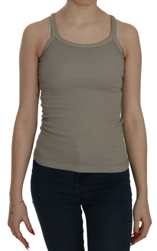 PINK MEMORIES Blusa beige senza maniche con spalline sottili