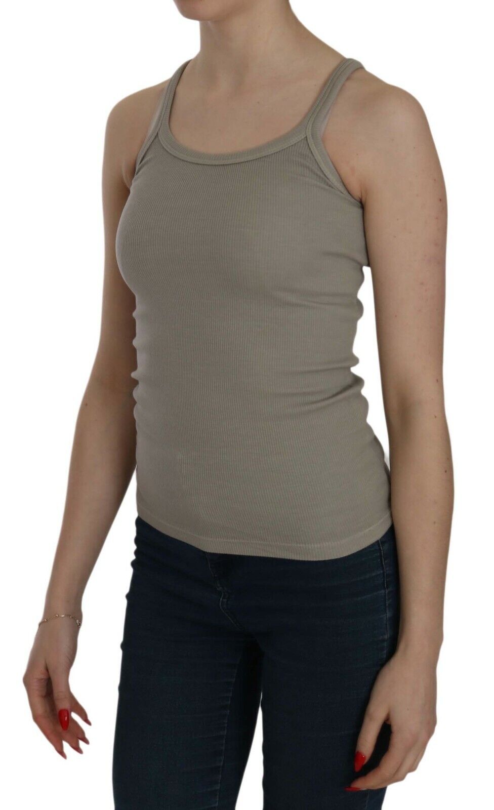 PINK MEMORIES Blusa beige senza maniche con spalline sottili