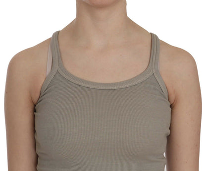 PINK MEMORIES Blusa beige senza maniche con spalline sottili