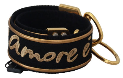 Borsa a tracolla in ottone con stampa logo nero e oro Dolce &amp; Gabbana