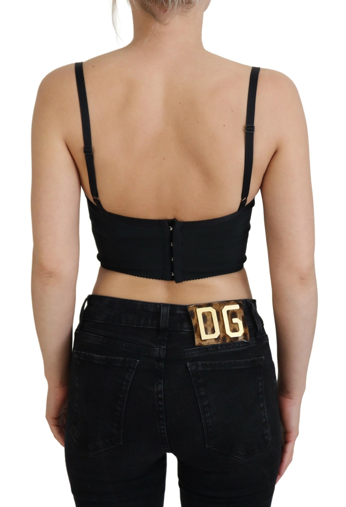 Top bustier corto con stampa leopardata rosa Dolce & Gabbana