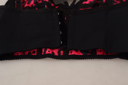 Top bustier corto con stampa leopardata rosa Dolce & Gabbana