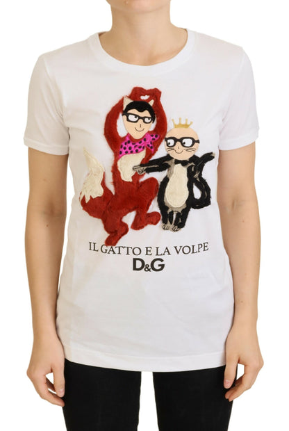 Dolce &amp; Gabbana T-shirt Top Bianco Testurizzato Manica Corta