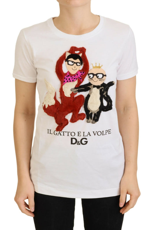 Dolce &amp; Gabbana T-shirt Top Bianco Testurizzato Manica Corta