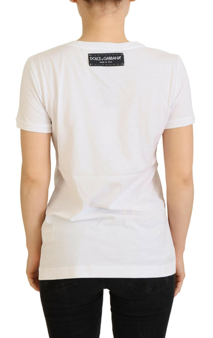 Dolce &amp; Gabbana T-shirt Top Bianco Testurizzato Manica Corta