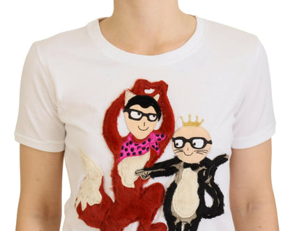 Dolce &amp; Gabbana T-shirt Top Bianco Testurizzato Manica Corta