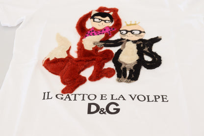 Dolce &amp; Gabbana T-shirt Top Bianco Testurizzato Manica Corta