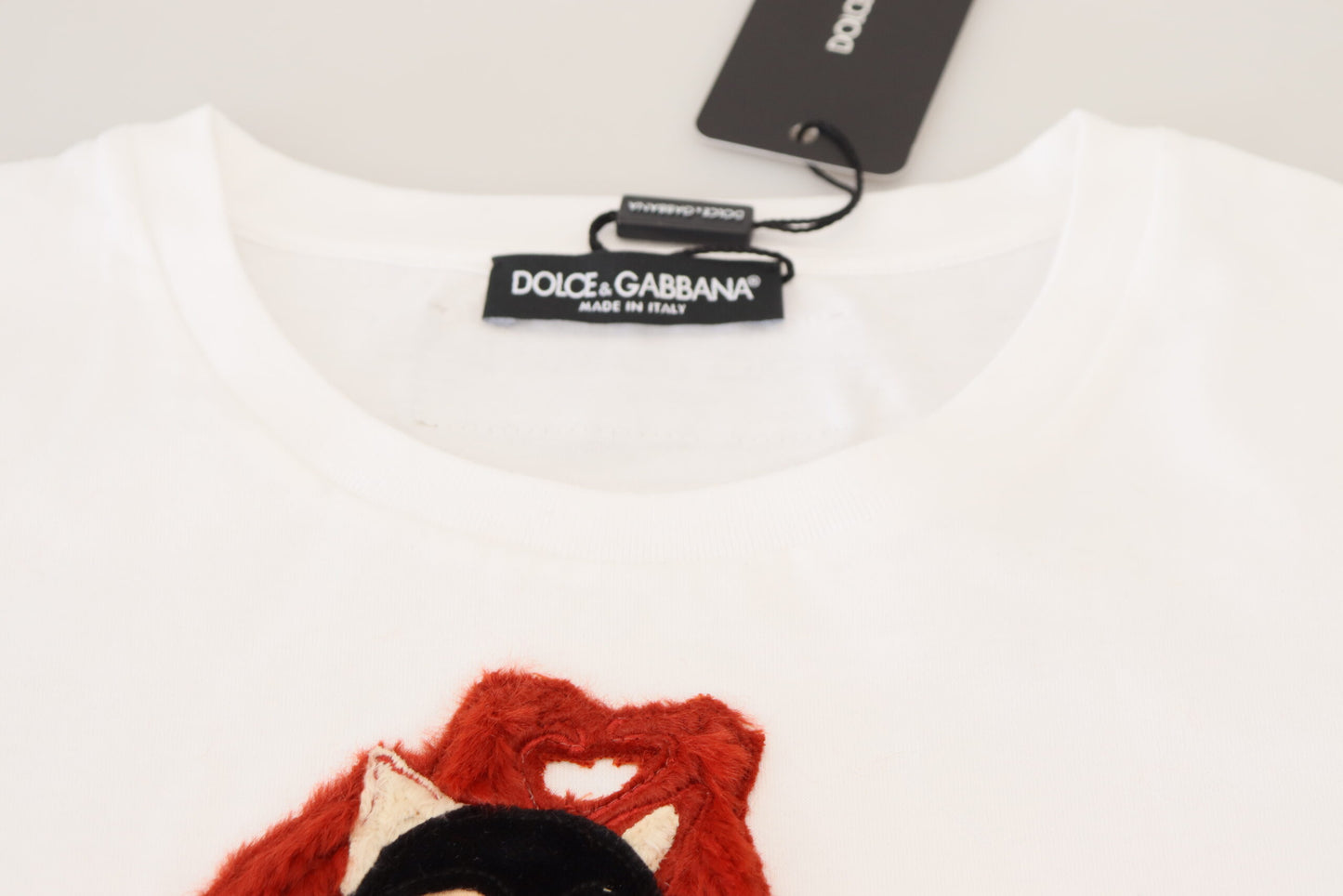 Dolce &amp; Gabbana T-shirt Top Bianco Testurizzato Manica Corta