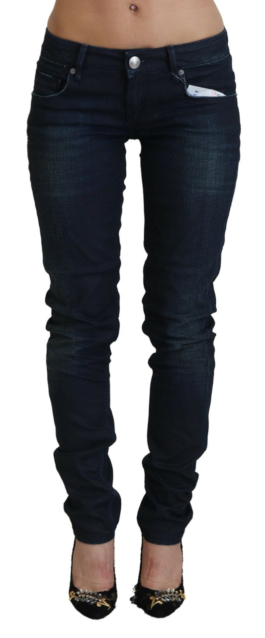 Jeans da donna slim fit a vita bassa blu Acht
