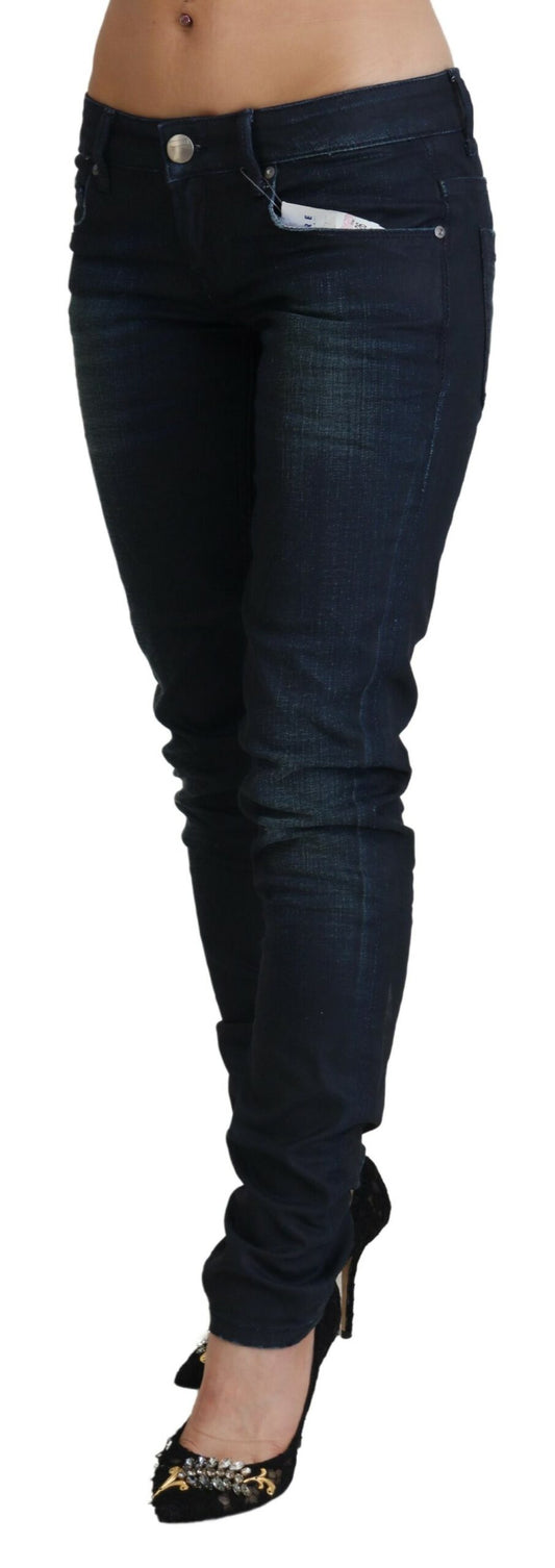 Jeans da donna slim fit a vita bassa blu Acht