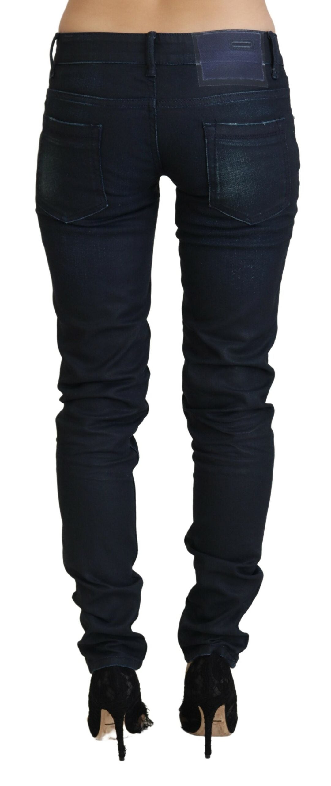 Jeans da donna slim fit a vita bassa blu Acht