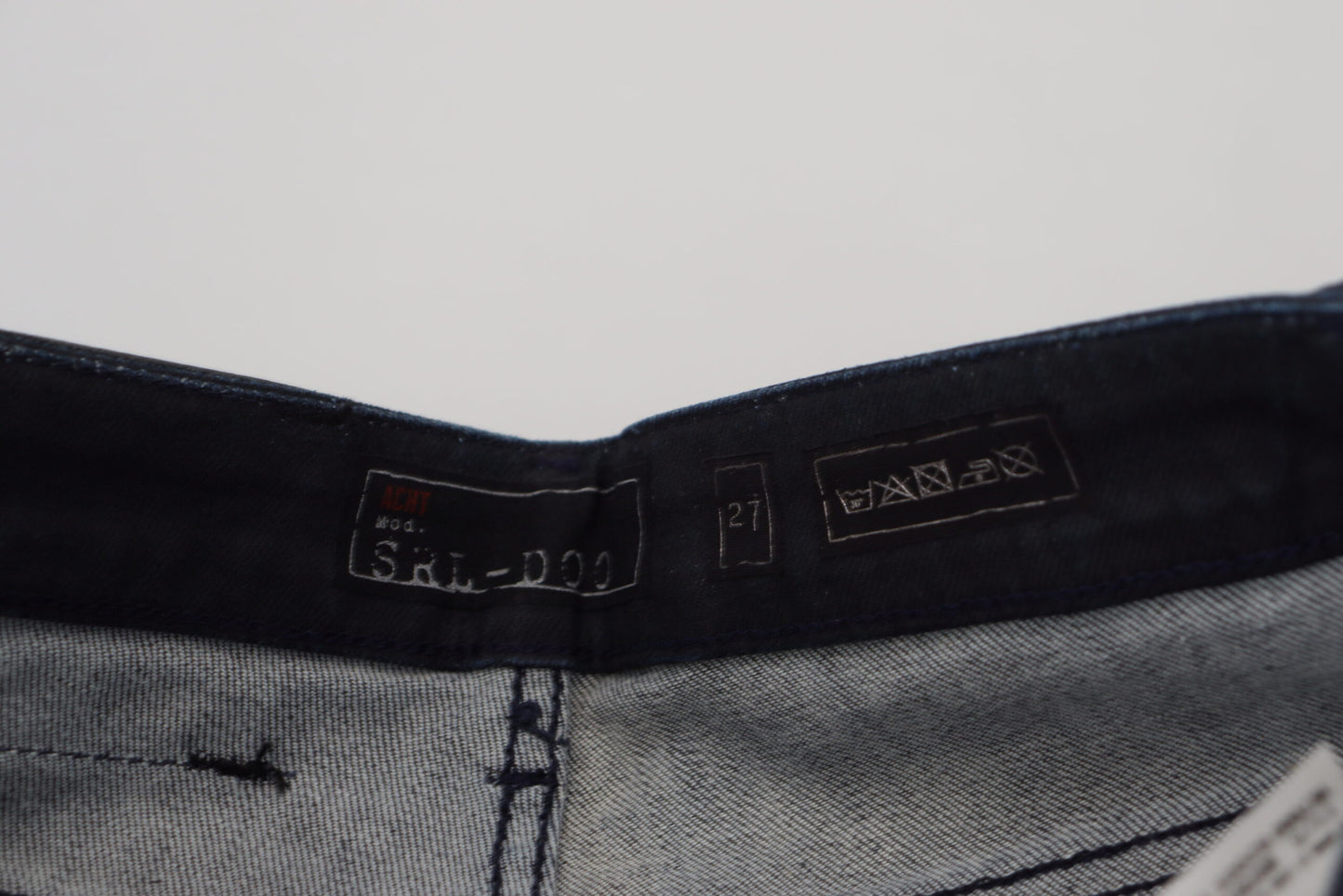 Jeans in denim di cotone slim fit a vita bassa, lavati blu Acht