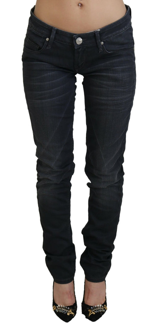 Jeans in denim di cotone slim fit a vita bassa lavati neri Acht