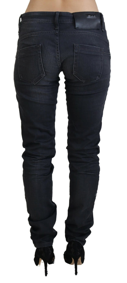 Jeans in denim di cotone slim fit a vita bassa lavati neri Acht