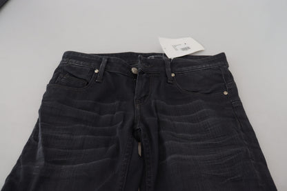 Jeans in denim di cotone slim fit a vita bassa lavati neri Acht