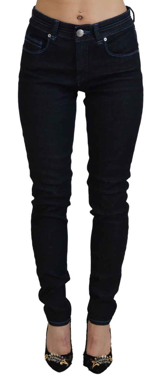 Jeans da donna slim fit a vita bassa blu scuro Acht
