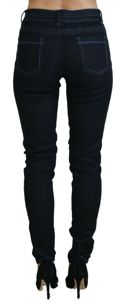 Jeans da donna slim fit a vita bassa blu scuro Acht