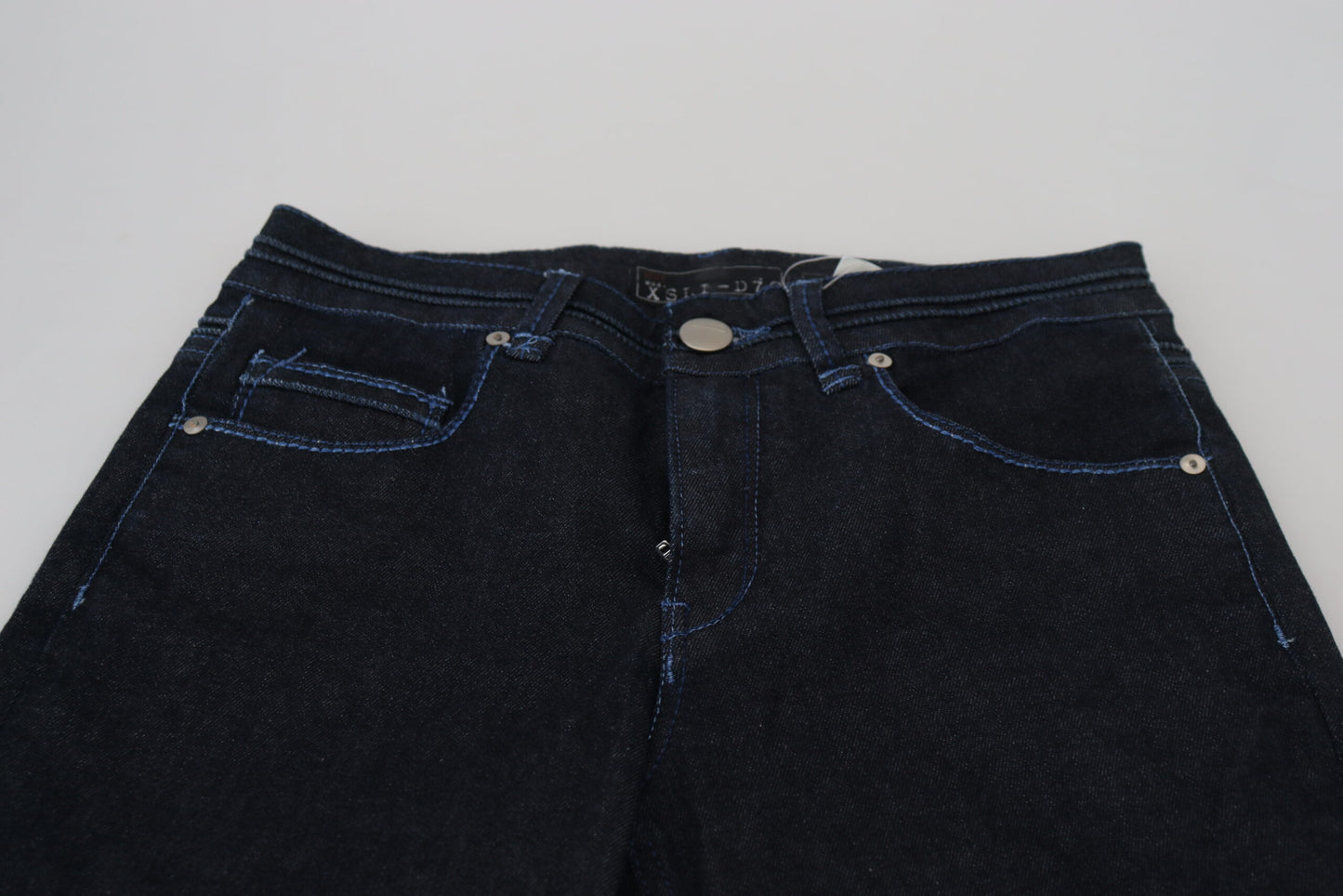 Jeans da donna slim fit a vita bassa blu scuro Acht