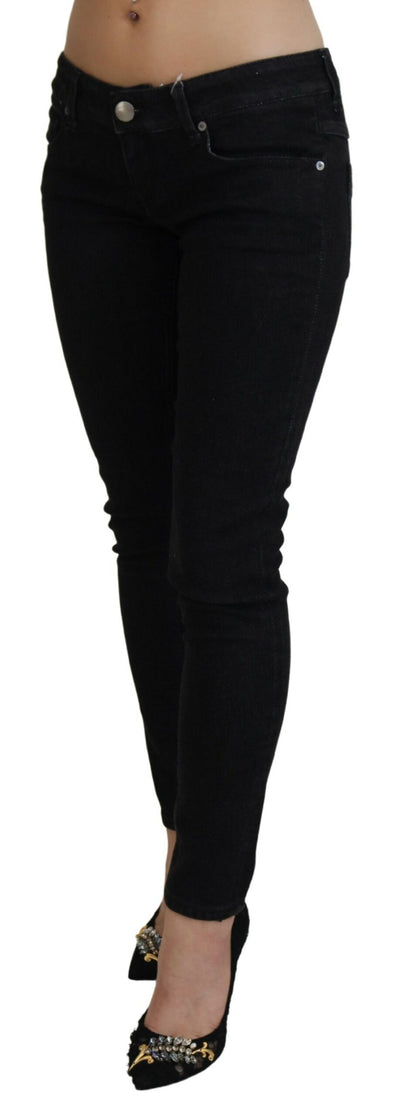 Jeans in denim di cotone slim fit a vita bassa Acht neri