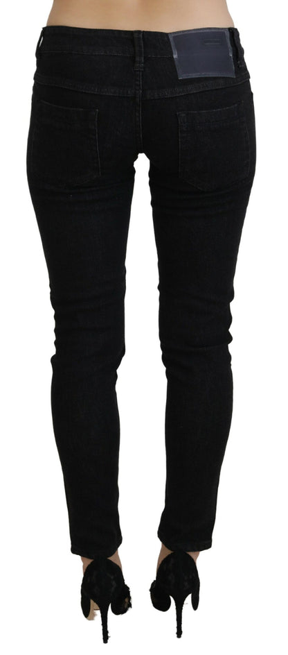 Jeans in denim di cotone slim fit a vita bassa Acht neri