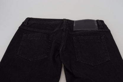 Jeans in denim di cotone slim fit a vita bassa Acht neri