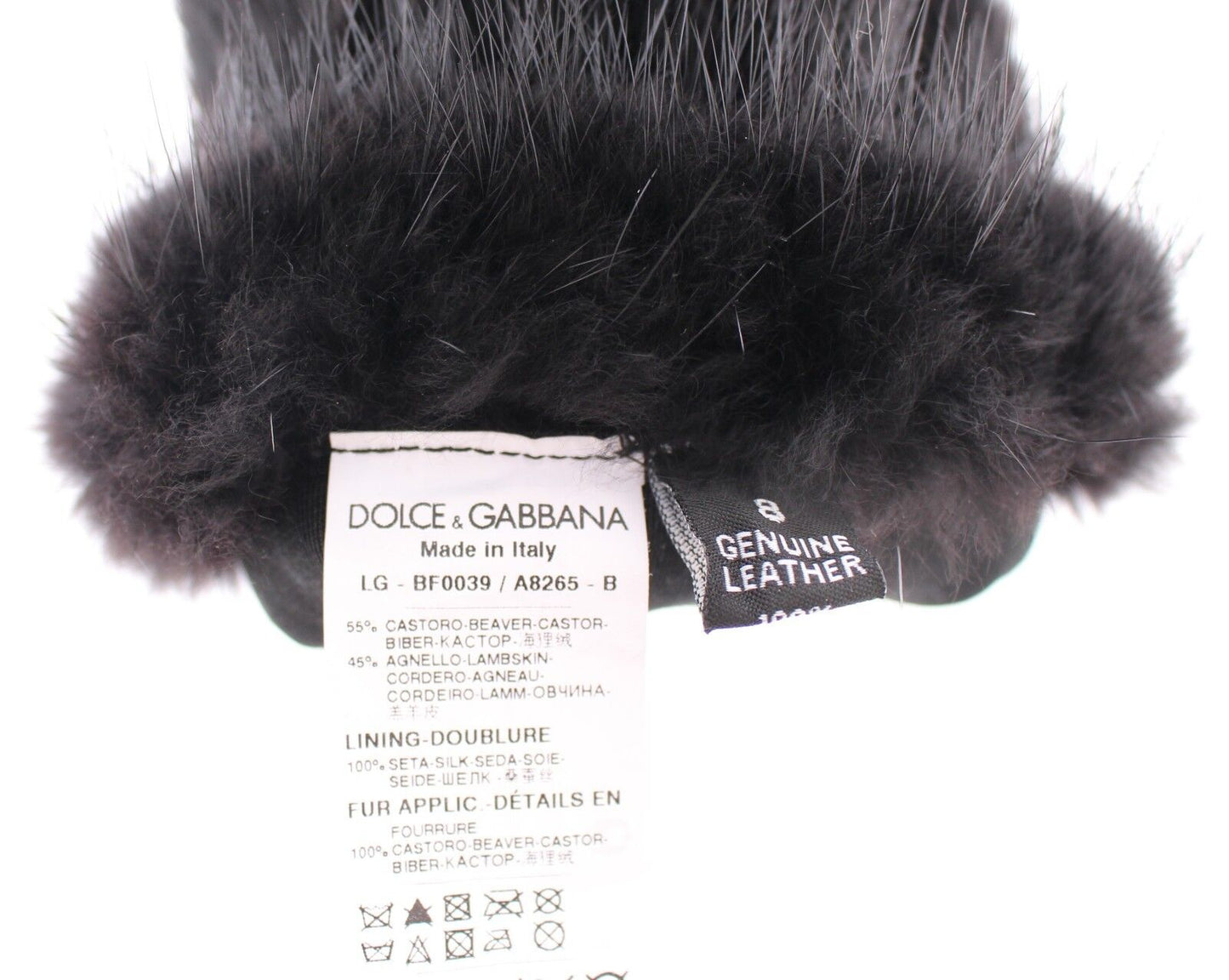 Guanti da gomito in pelle di agnello e pelliccia di castoro nera Dolce &amp; Gabbana