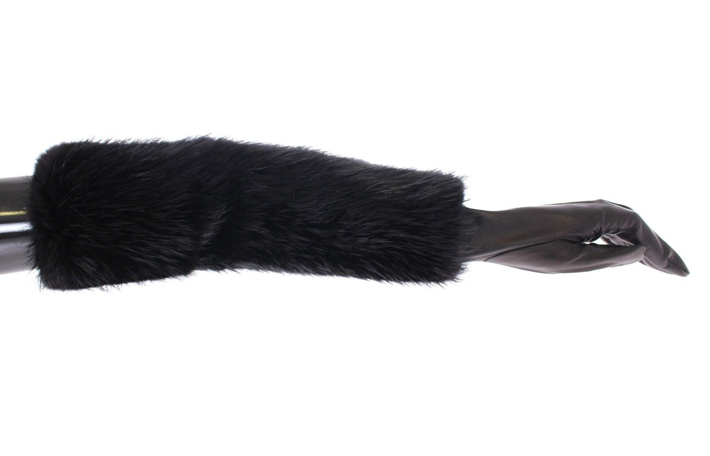 Guanti da gomito in pelle di agnello e pelliccia di castoro nera Dolce &amp; Gabbana