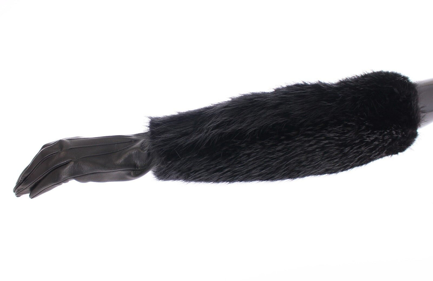 Guanti da gomito in pelle di agnello e pelliccia di castoro nera Dolce &amp; Gabbana