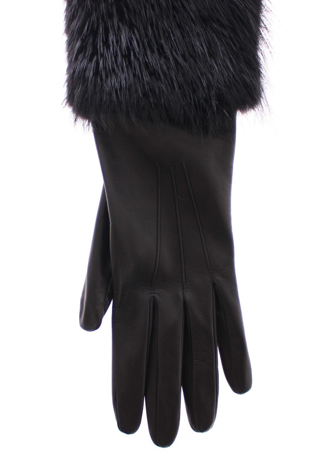 Guanti da gomito in pelle di agnello e pelliccia di castoro nera Dolce &amp; Gabbana