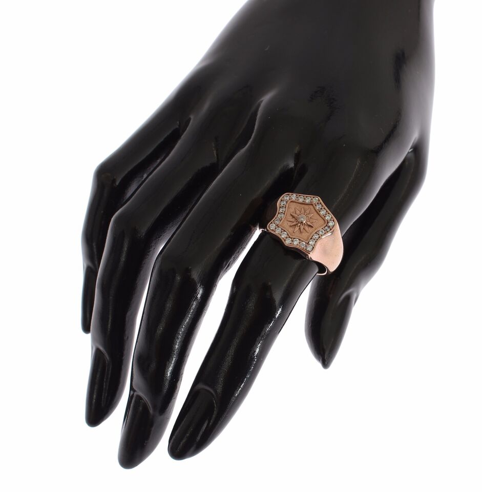 Anello trasparente autentico in argento 925 e oro rosa Nialaya