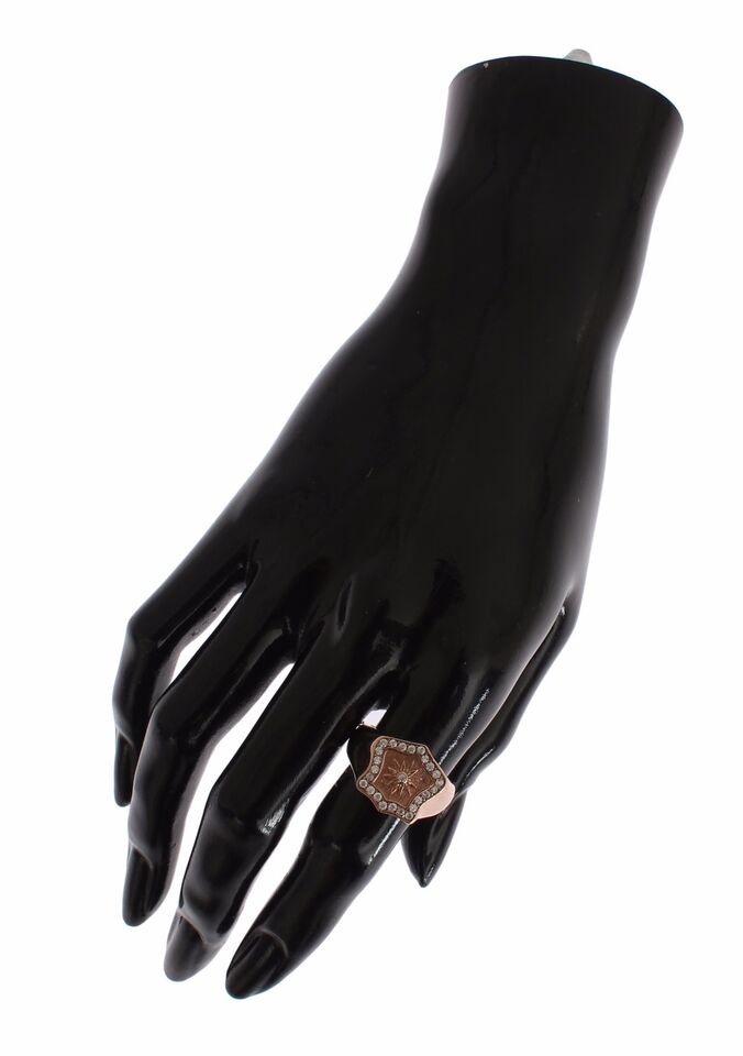 Anello trasparente autentico in argento 925 e oro rosa Nialaya
