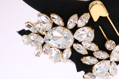 Dolce &amp; Gabbana Black Crystal White Hair Parrucchiera Headband Diadem